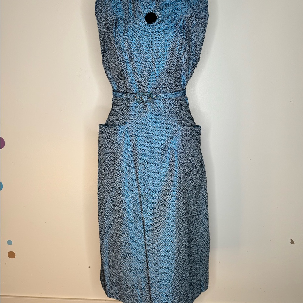 Vintage 70s Elegant Blue Women's Dress Fits S